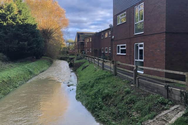 Harper's Brook flowing through Brigstock