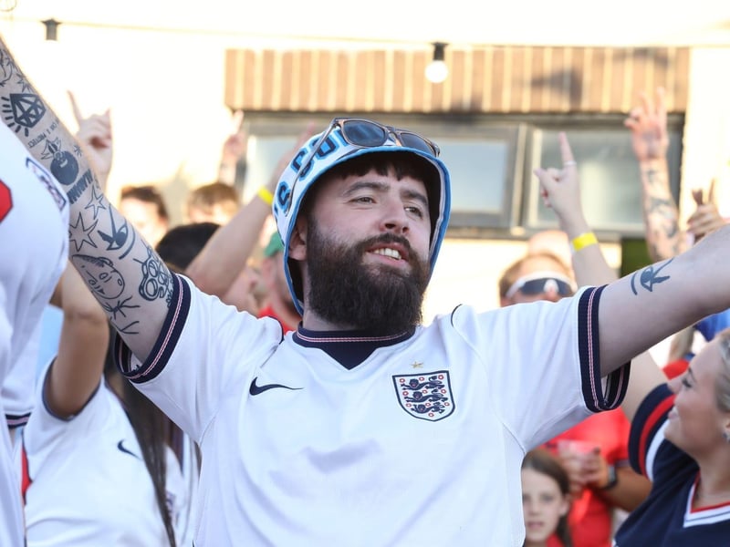 Fans at the Kettering Town FC World Cup Fan Zone watch England vs Argentina in the semi-final