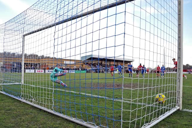 Will Glennon slots home from the penalty spot (Picture: Peter Short)