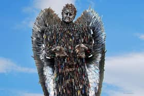 The Knife Angel made an appearance in Wellingborough in May
