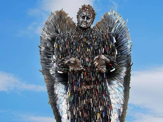 The Knife Angel made an appearance in Wellingborough in May