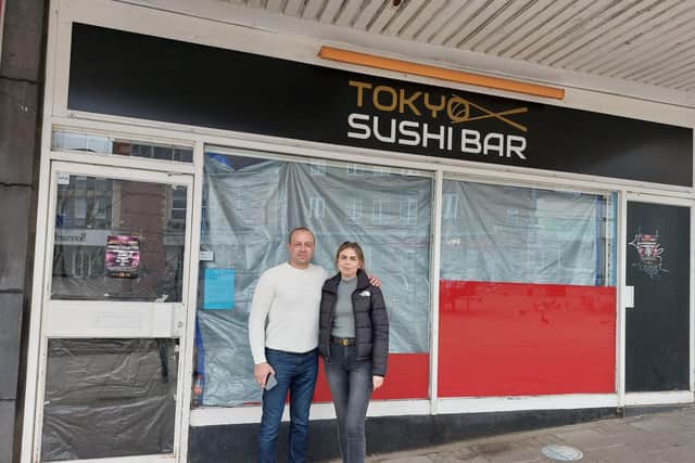 Sergei and Anastassia outside Tokyo Sushi Bar