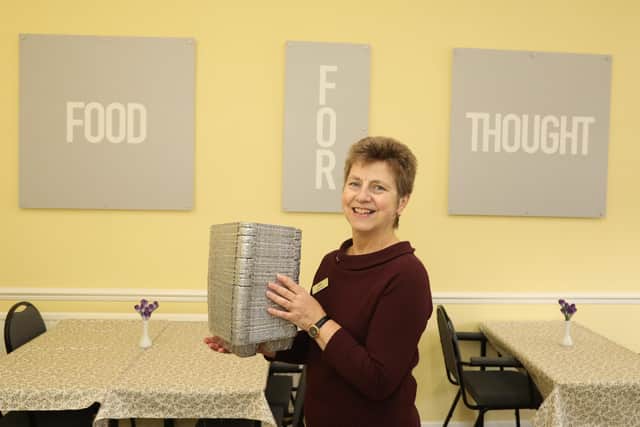 Diane White with the meal pots ready to be filled at Marlow House in Desborough/National World
