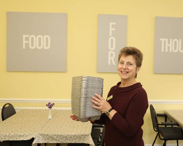 Diane White with the meal pots ready to be filled at Marlow House in Desborough/National World