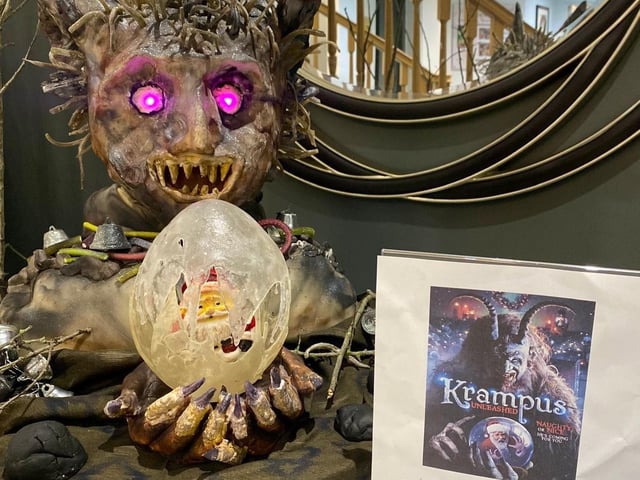 Krampus Cake is set up in reception and the main café area of the home at Brampton View with the written history
