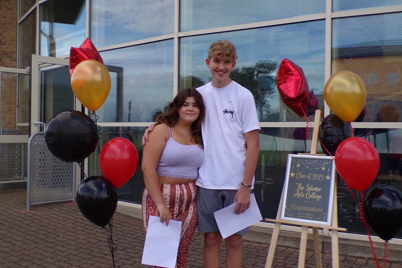 Carly and Reggie  from Latimer Arts College in Barton Seagrave were among GCSE success stories that helped the school achieve an above average Progress 8 score of +0.37.