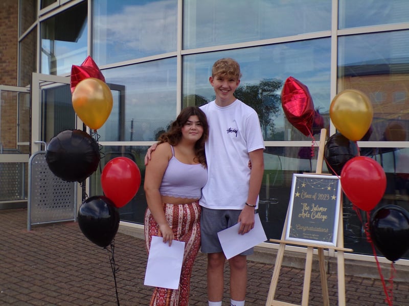 Carly and Reggie  from Latimer Arts College in Barton Seagrave were among GCSE success stories that helped the school achieve an above average Progress 8 score of +0.37.