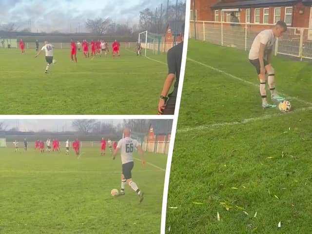 AFC Hackleton went viral with a clever corner kick routine at their game on Sunday (December 10)