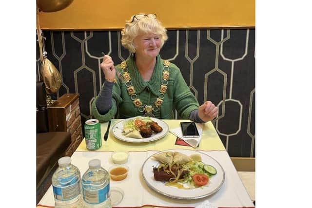 Mayor of Wellingborough Cllr Valerie Anslow in Curry Flavor/Mayor of Wellingborough