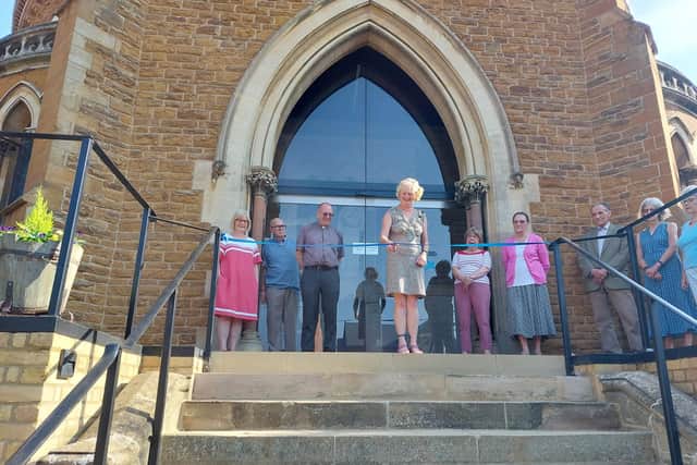 Wellingborough mayor Valerie Anslow cuts the ribbon