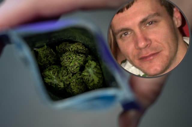 Cannabis dealer Patrick Anthony McCusker from Corby (Facebook) / File image (Getty)