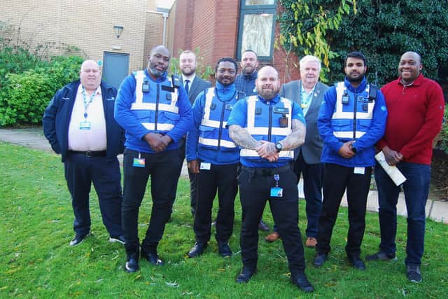 Some of the SGC security team at KGH with KGH security manager, Darren Barber, and Deputy Director of Estates, Craig Catterick.