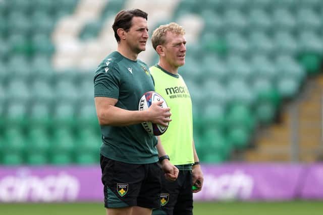 Phil Dowson and Sam Vesty (photo by David Rogers/Getty Images)