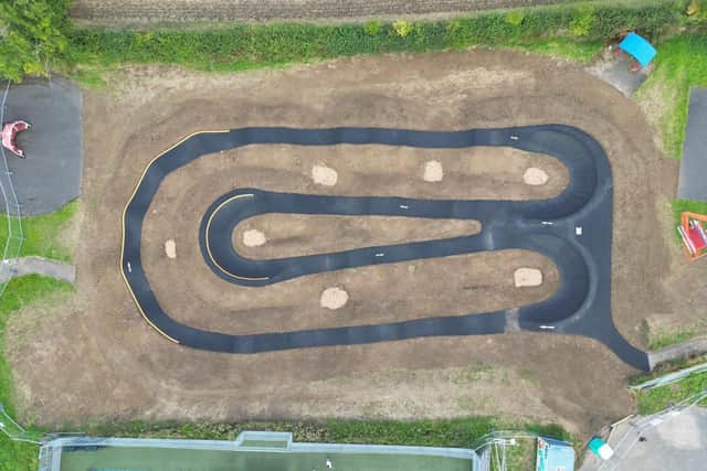 An aerial view of the new pump track
