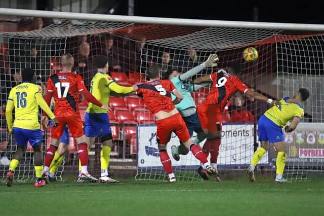 Action from Kettering Town's crucial 2-0 win over AFC Sudbury on Tuesday (Pictures: Peter Short)