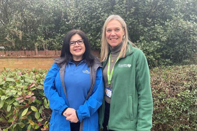 Anita Frith of Cynthia Spencer Hospice and Jenine Rees of Cransley Hospice