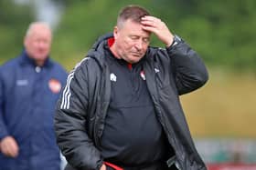Andy Leese was frustrated after his Kettering Town team were beaten at Stamford. Pictures by Peter Short