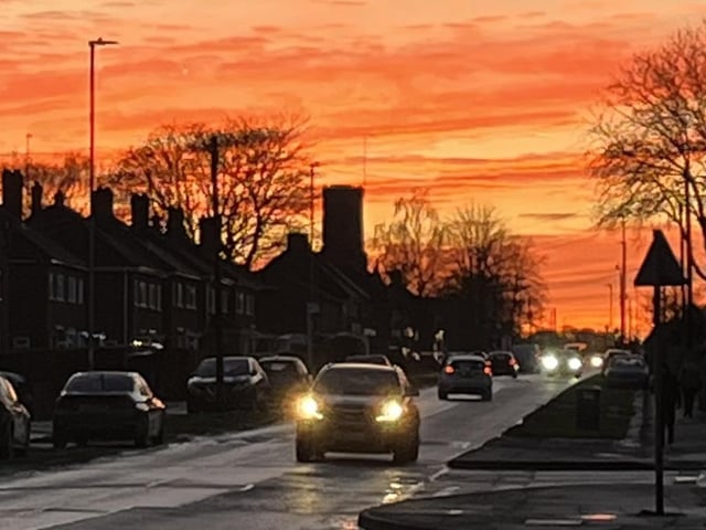 Sunset over Corby, taken by David Graham