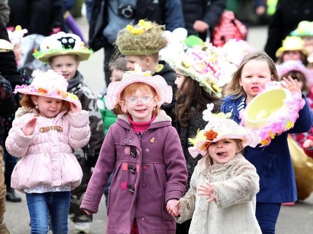 Gretton: Chirpy Chicks Pre-School, Easter bonnet parade 
Children, staff and parents walk through Gretton on their annual Easter bonnet parade 
2013
