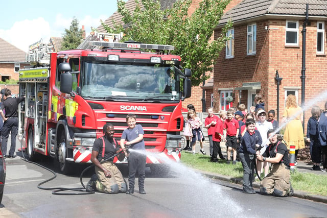 Firefighters were on hand to show pupils how to use equipment