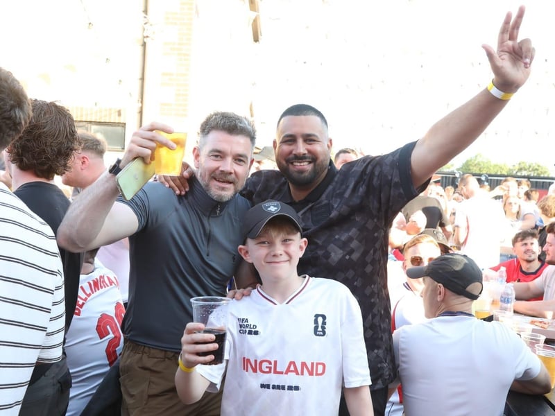 Fans at the Kettering Town FC World Cup Fan Zone watch England vs Argentina in the semi-final