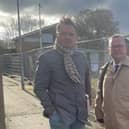 Cllr Simon Reilly and prospective parliamentary candidate for Corby, Lee Barron outside The Talisman