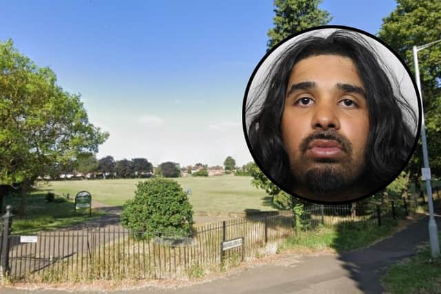 Allese Khan (inset) and Eastfield Park in Wellingborough