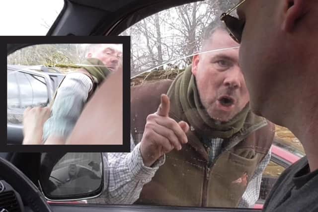 Hunt supporter Marc Birney (left) said 'knock, knock' before punching hunt saboteur Philip Walters (on right) in the jaw twice/National World