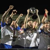 AFC Rushden & Diamonds' players celebrate winning the NFA Hillier Senior Cup (Picture: Peter Short)
