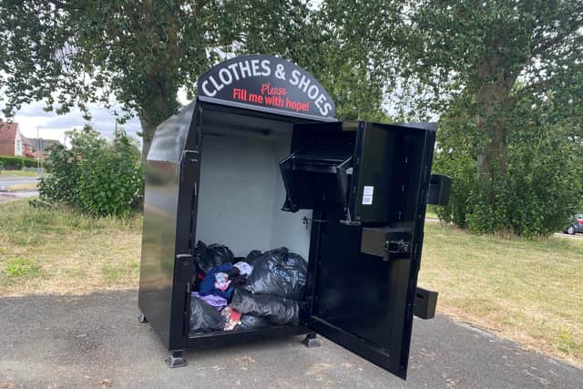 The clothing bank in Henshaw Road, Wellingborough