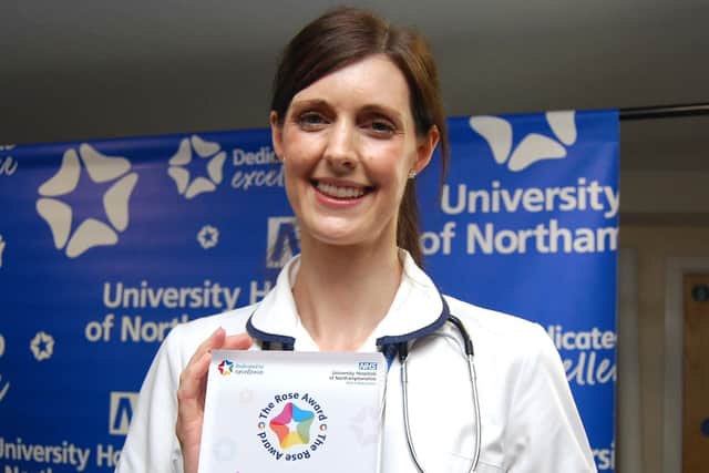 Sarah Giles with her award.