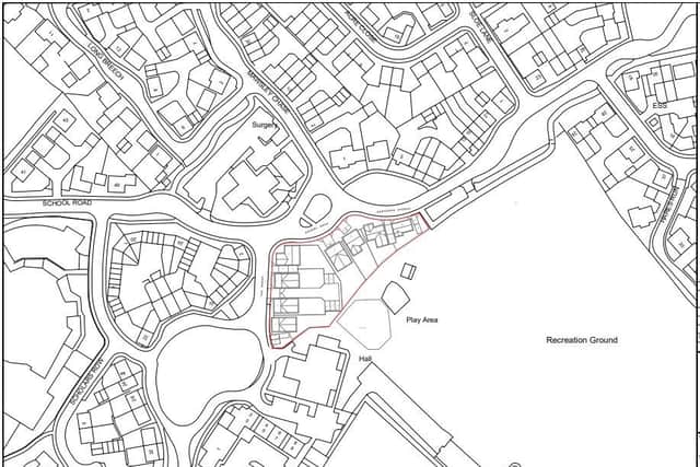 A map from the planning documents showing the location of the planned eight homes
