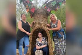 Tree of Hope at The Green Patch Kettering with l-r Kimberley Lawson,  Fern Gibson, (Northamptonshire Community Foundation) and Kate Williams