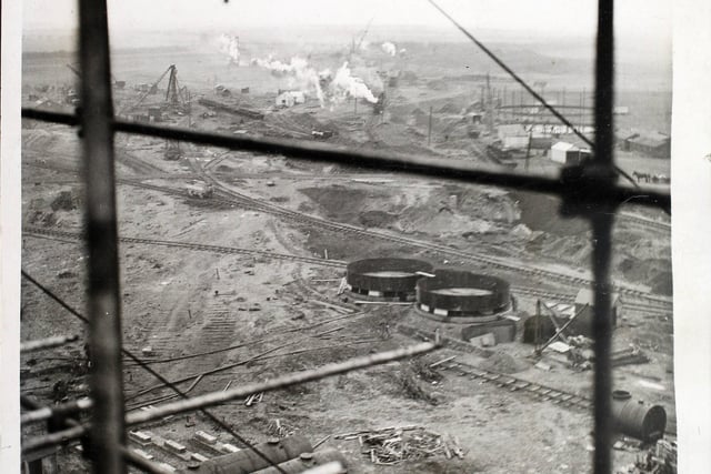 The site of the new steelworks as seen from the top of the 120 ft coal bunker