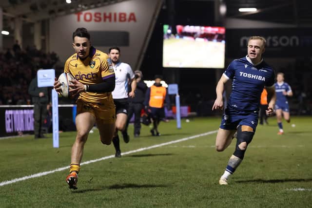 Edoardo Todaro scored for Saints in their win at Sale last Saturday (photo by David Rogers/Getty Images)
