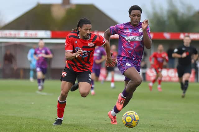 New signing Kai Williams on the attack for Kettering against St Ives (Picture: Peter Short)