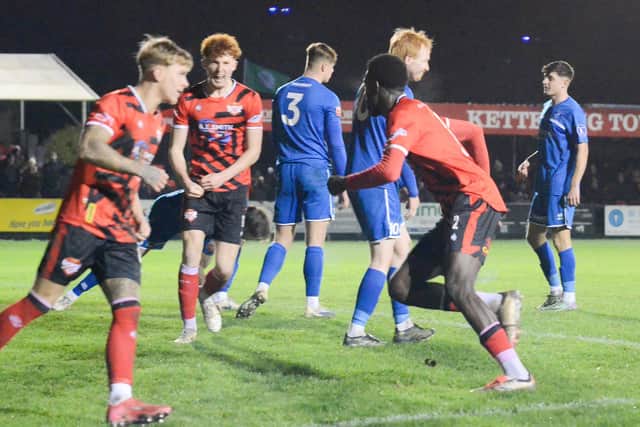 Levi Andoh runs away to celebrate after making it 3-3 (Picture: Mark Hope @KTFC)