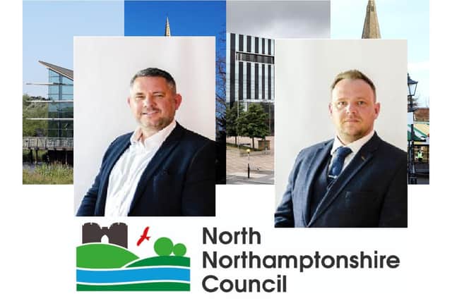 Cllr Jason Smithers (Con, Oundle) leader of North Northants Council and Cllr Scott Brown (Con, Earls Barton)
