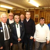 Members of Corby Forest Bowling Club with Cllr Mark Pengelly (Lab, Lloyds) and Cllr Willie Colquhoun (Lab, Lloyds) and Tom Pursglove MP