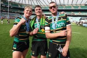 Henry Pollock (left) with Tommy Freeman (centre) and Alex Coles (photo by David Rogers/Getty Images)