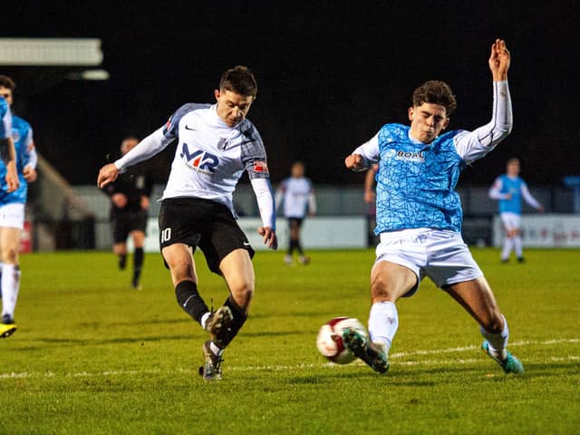 Corby on the attack against Loughborough Dynamo (Picture: Jim Darrah)