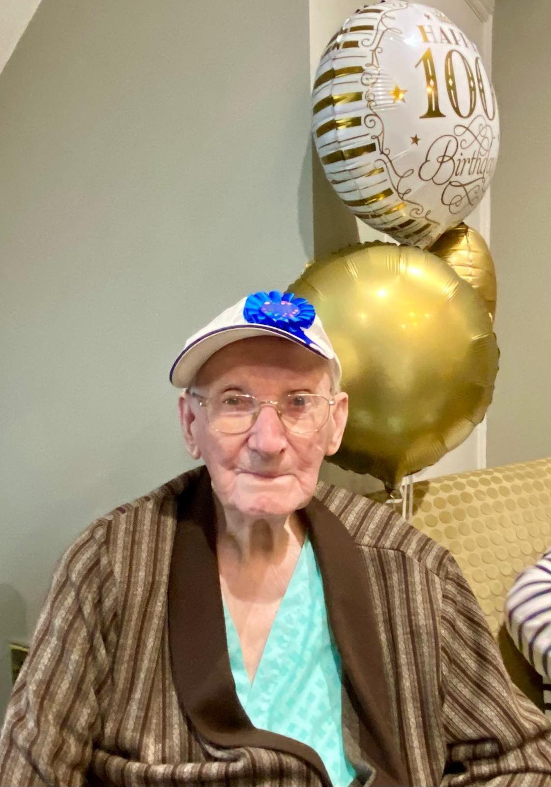 Peter celebrating his 100th Birthday at Brampton View Care Home