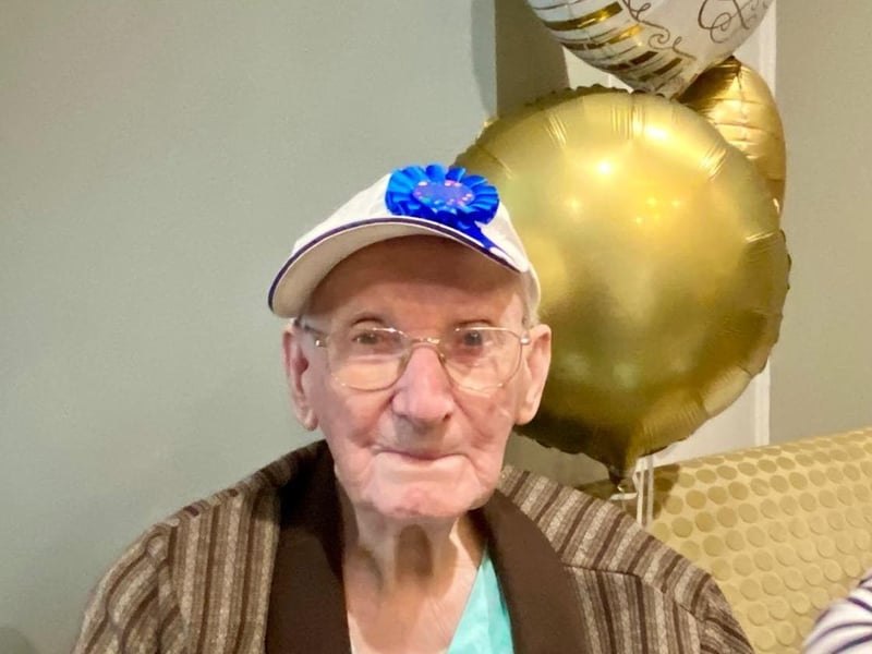 Peter celebrating his 100th Birthday at Brampton View Care Home