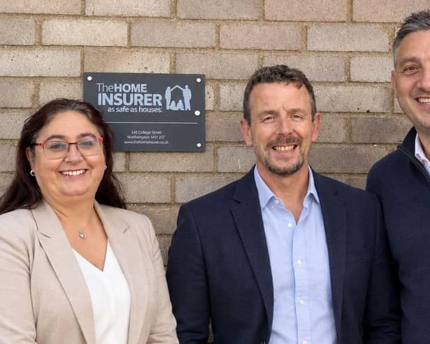 The Home Insurer, based in Irthlingborough opened in 2016 From left to right: Leanne Parry - office manager, Jason McClean - director, Tom Chapman - business development manager