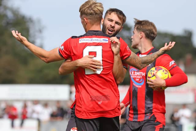 Eddie Panter celebrates scoring his first goal (Picture: Peter Short)