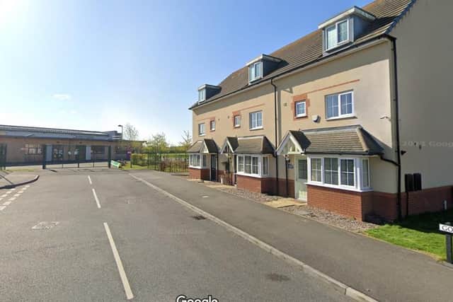The incident happened in Goulsbra Road, Rushden, next to Rushden Primary Academy. Image: Google.