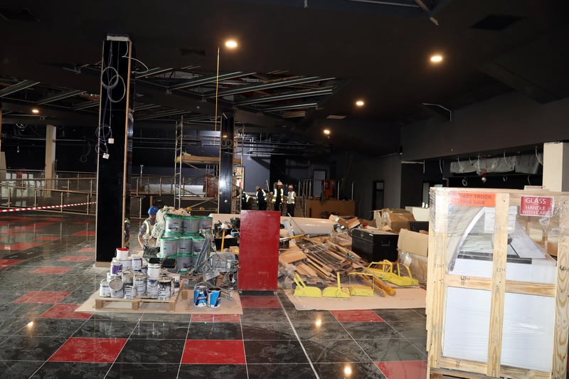 Work continues inside the new cinema in May 2019