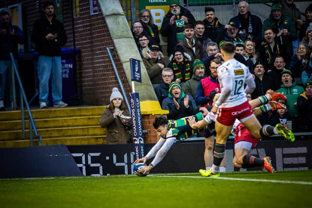 Edoardo Todaro grabbed a hat-trick for Saints against Scarlets (picture: Adam Gumbs)