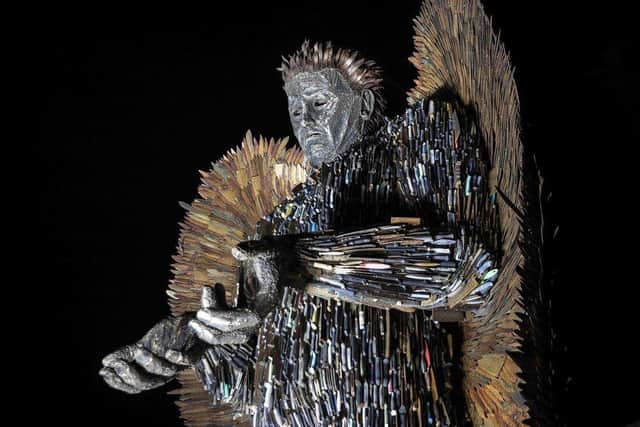 The Knife Angel has been in Northampton and will travel to Wellingborough and then on to Corby