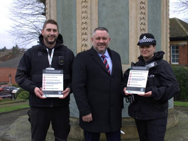 Community Protection Enforcement Officer Will Boulter, NNC leader Jason Smithers and Sgt Leigh Goodwin from Northants Police